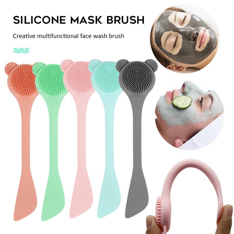 Facial Cleansing Brush Silicone Mask Stick Face Wash Brush Dual-use Face Body Exfoliating Pore Deep Clean Brush Skin Care Tool