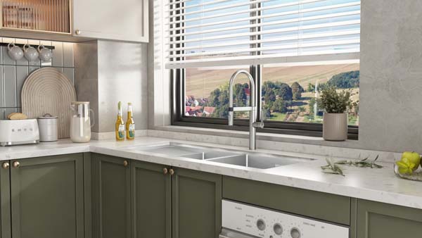 Modern design of under platform double sink