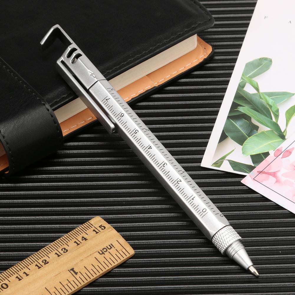 5 in 1 Ball-point Pen+Mobile Phone Bracket+Screwdriver+Level Ruler Measuring Pen+Scale Multi-function Pen 5 Color Ball-point Pen