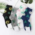 Korean Fresh Harajuku Fruits Sock Women Funny Animal Flamingos Lemon Pineapple Cherry Blueberry Gardenias Calcetines Mujer