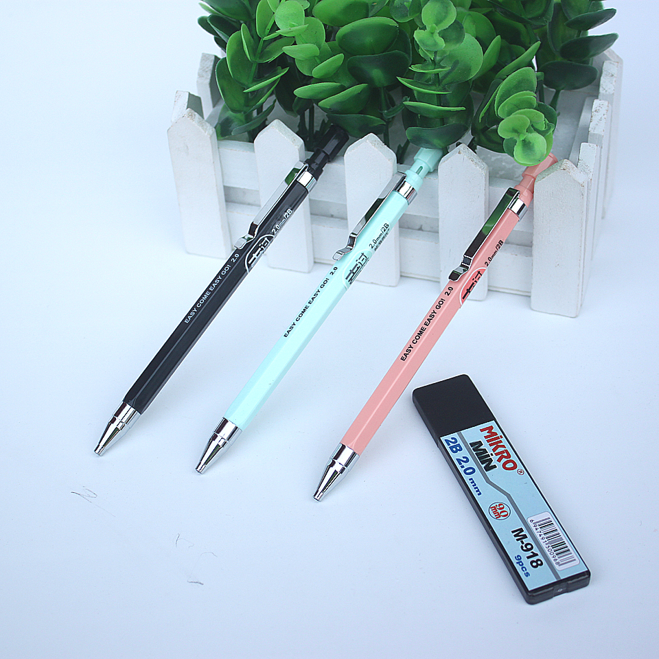 3pcs/lot Automatic Pencil 2.0mm 2B Cute Plastic Mechanical Pencils Drafting For Kid School Office Supplies Send 2 pencil lead