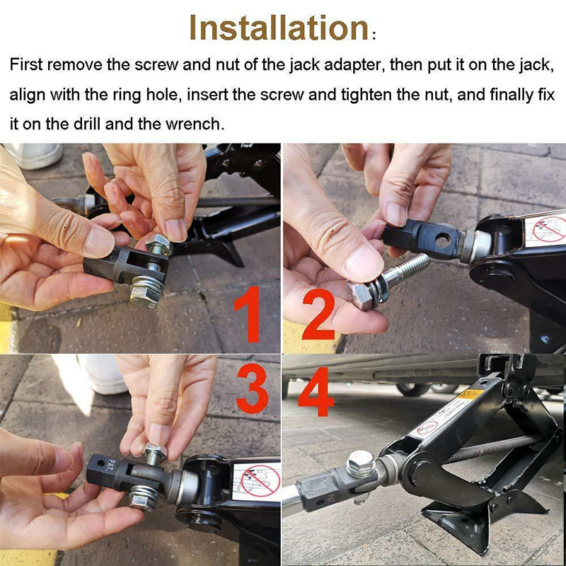 Scissor Jack Adaptor 1/2'' for Use with 1/2 Inch Drive or Impact Wrench Tools IJA001 Car Accessories Car Jacks Lifting Equipment