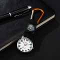 FOB Nurse Watch Compass Outdoor Sport Pocket Watch Round Dial Arabic Numbers Quartz Key Chain Analog Clip Carabiner Hook Watch