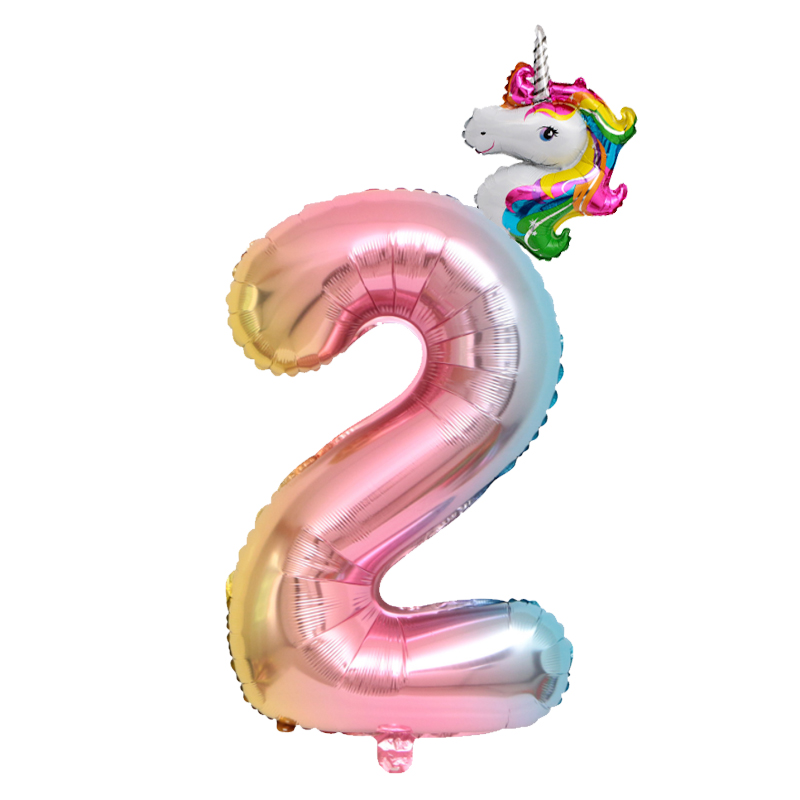 Unicorn Number Happy Birthday Party Decorations Kid Foil Balloons Air Helium Baloons Birthday Globos Balon