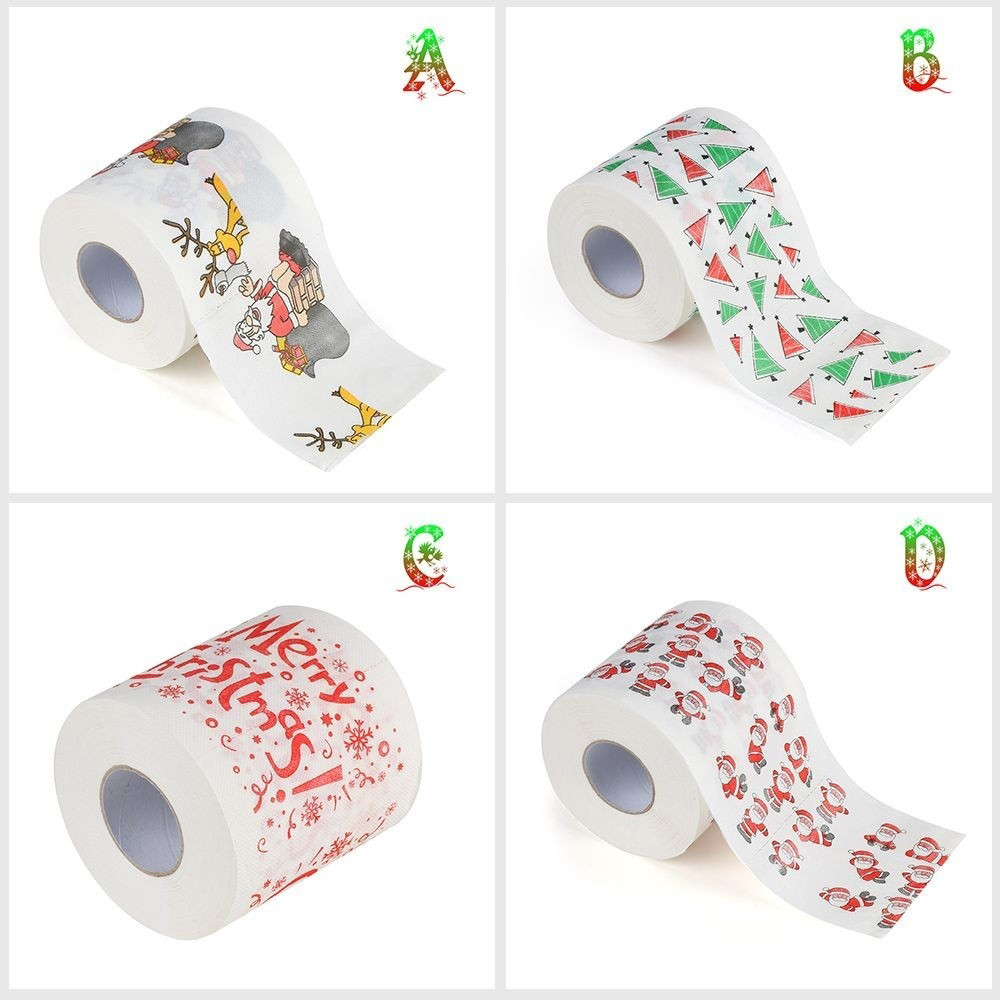 1Roll Santa Claus/Deer Merry Christmas Supplies Printed Toilet Paper Home Bath Living Room Toilet Paper Tissue Roll Xmas Dropshi