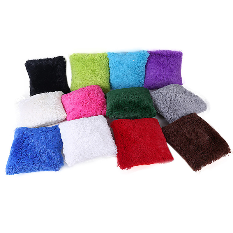 12 Color Long Plush Home Pillowcase Cover Soft Material Pile Design Cushion Case Pillowslip Square For Winter Warm Supply #38