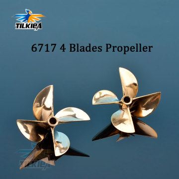 RC Boat Propeller Left/Right 6717 Diameter 67mm 4 Blades Copper Propeller For 6.35mm 1/4