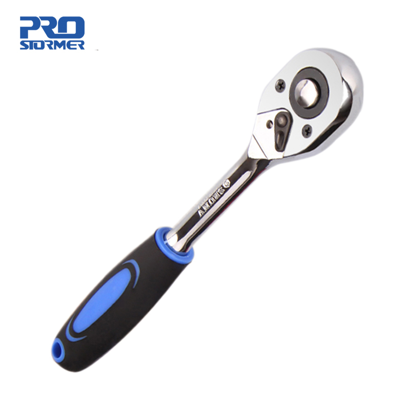 Ratchet Wrench Quick Release Square Head Spanner Socket 72 Tooth Drive 1/4" High Torque Ratchet Wrench for Socket By PROSTORMER