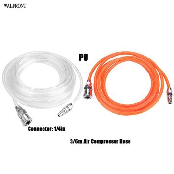 3/6m Air Compressor Hose Tube Pneumatic Hose Pipe Compressed Air Transport PU Pneumatic Hose With 1/4in Male/Female Connector