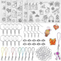 156pcs/set Heat Shrink Plastic Sheet Kit Shrinky Paper Hole Punch Keychains Keyring for Key Chains Jewelry Buttons Making
