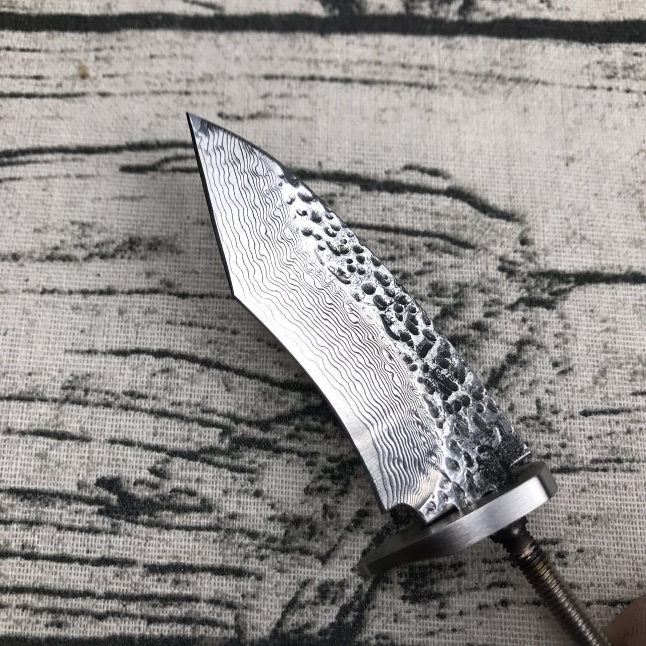 X0-6DP Diy Damascus steel knife blade billet cutting tool pattern steel tea knife semi-finished diy knife straight fixed