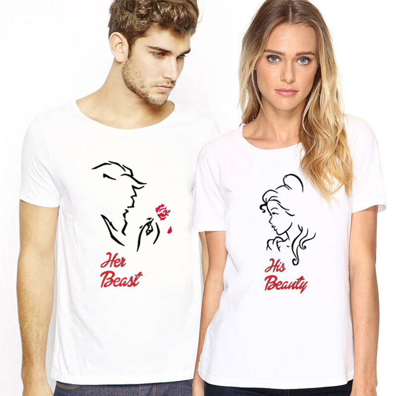 top Women Print Beautiful Girl T-shirt Summer Couple Clothes Couple T Shirt for Lovers Short Sleeve O Neck T-shirt