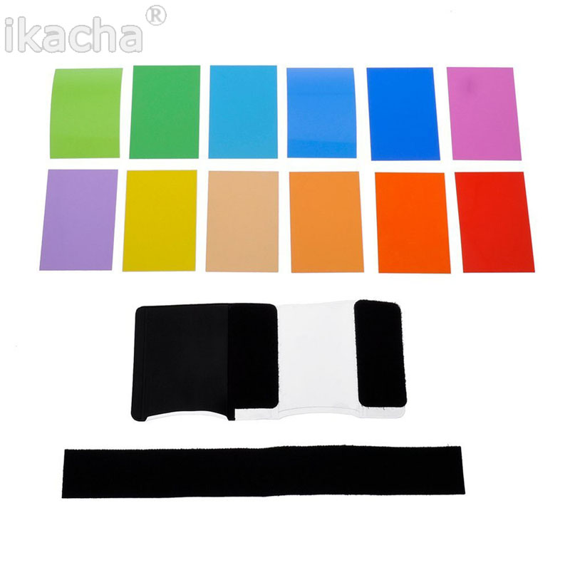 12 Colors Gel Filter Flash Diffuser Soft Box Studio Lighting Filter for Canon Nikon Sony All Camera