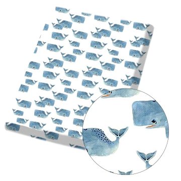 IBOWS Polyester Cotton Fabric Whale Cat dog Printed Cloth Fabric Handmade Dress Patchwork DIY Craft Home Decorative 45*140cm/pc