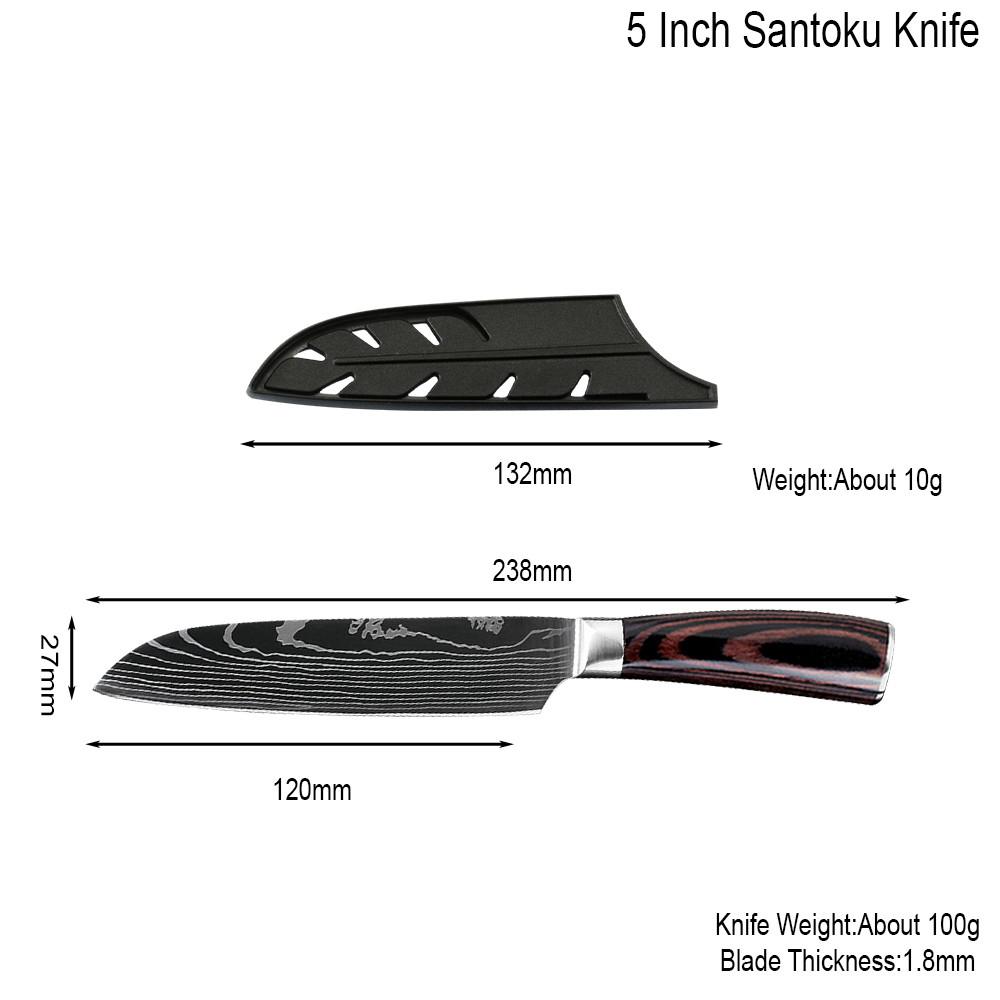 Santoku Knife Super Sharp Kitchen Knife 5 inch Multifunctional Asian Knife German High Carbon Stainless Steel Cooking knife
