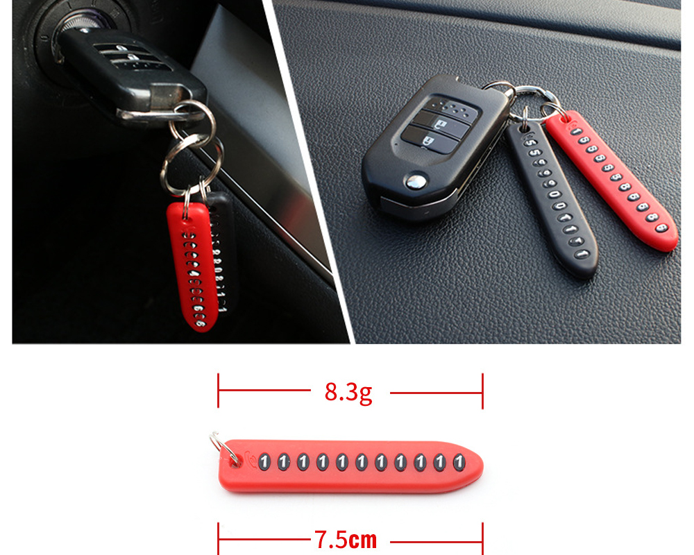 1Pcs Anti-lost Phone Number Plate Car Keychain Pendant Auto Vehicle Phone Number Card Keyring Key Chain Car Interior Decoration