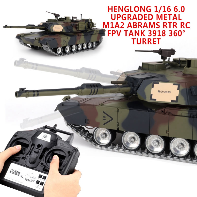 Henglong 1/16 6.0 Upgraded Metal M1A2 Abrams RTR RC FPV Tank 3918 360 Degree Turret Hobby Grade Collection Toys Boys Gifts