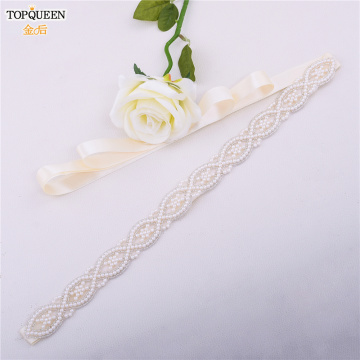 TOPQUEEN S353 Beaded Wedding Belt Pearls Belt on the Dress Girdle Dress Belt Plus Size Belt Wedding Dress Accessories Women Belt