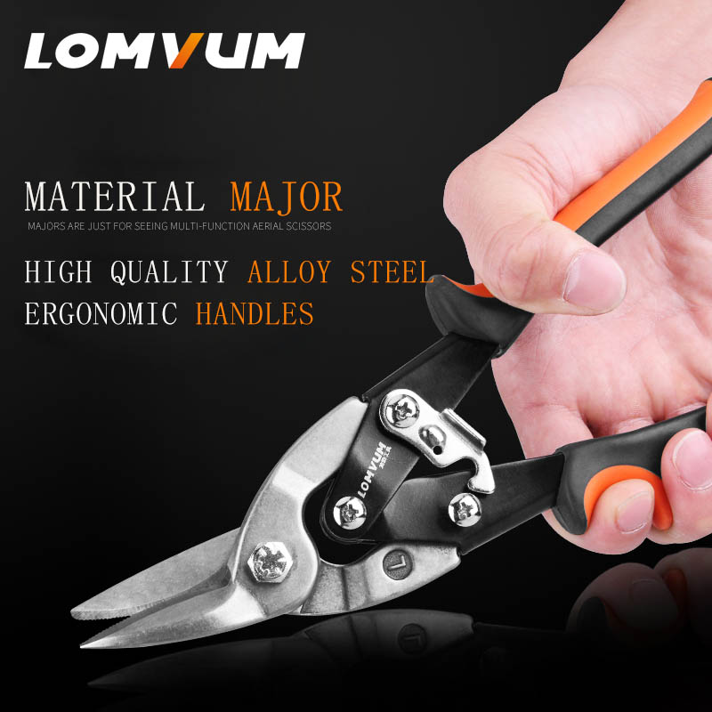 LOMVUM Metal Sheet Cutting Scissor Pvc Pipe Cutter Professional Industrial Shears Iron Scissors Multi-purpose Scissors Tin Snips