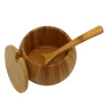 Bamboo Wooden Spice Jar Sugar Bowl Salt Pepper Condiment Box