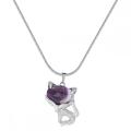 Amethyst Luck Fox Necklace for Women Men Healing Energy Animal PendantJewelry Gifts