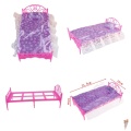 Pretend Play Toy For Children Plastic Bed Bedroom Furniture For Dolls Doll house Furniture Toy Pink Color 31*15*12cm