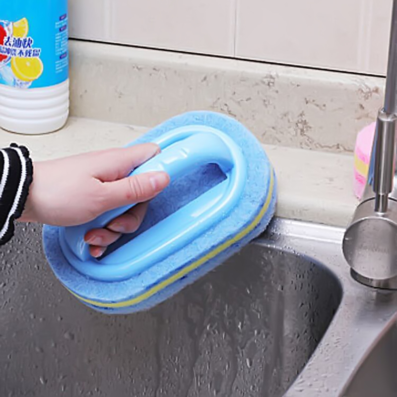 Handheld Cleaning Brush Sponge Bottom Kitchen Cooktop Bathroom Tile Cleaner Bathtub Brush Kitchen Bathroom Cleaner Tools