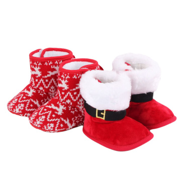 Baby Christmas Boots, Lovely Snowflake Santa Design Winter Warm Slippers Anti-Slip Infant Newborn Booties Santa Foot Socks