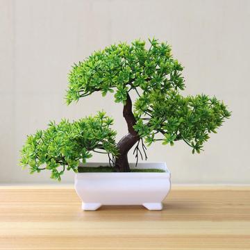 Welcoming Pine Bonsai Simulation Artificial Green Potted Small Tree Plant Ornament Home Garden Decorative Party Hotel Decor