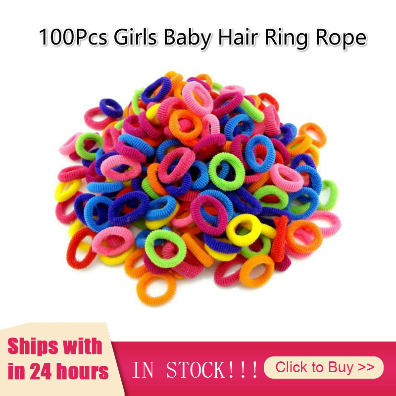 100pcs Colors Girls Baby Hair Ring Rope Headwear Scrunchies Elastic Hair Band Kids Hair Accessories For Women Hair Tie Bebes