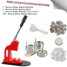 Button Maker Making Badge Punch Press Machine Kit With 25-75mm Badge Making Die Mould+100 Set Button Part Material+Circle Cutter