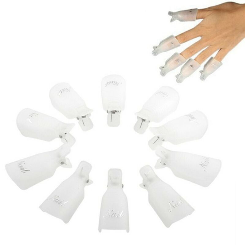 10 Nail Soak Cap UV Gel Clip Manicure Tool Remover Finger, Nail Polish Removal Tool