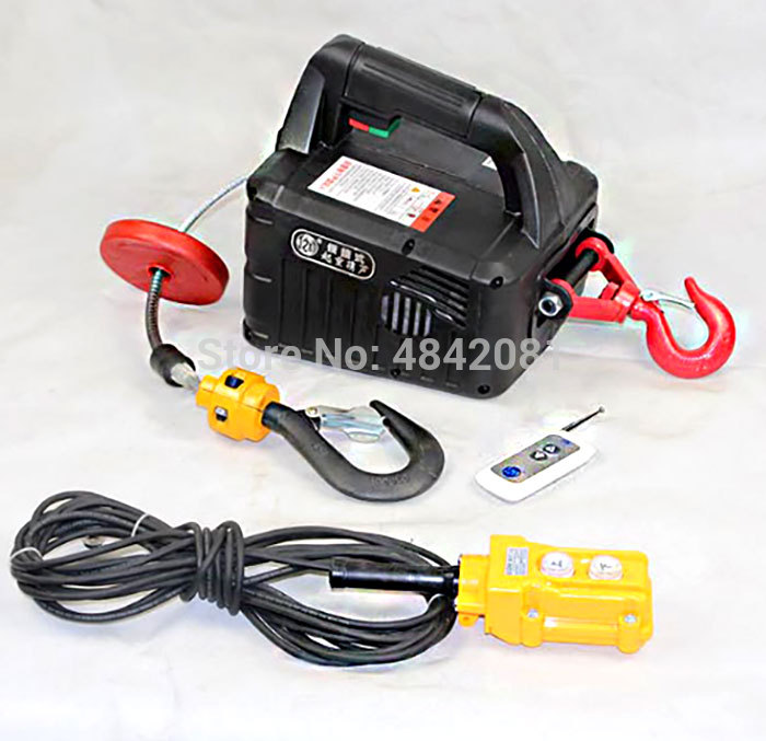 300KGS Portable Electric Hoist Winch Remote Control Traction Small Mini Crane 220V/110V