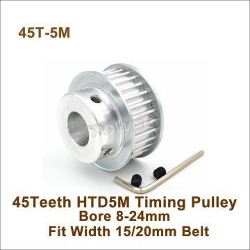 POWGE 45Teeth 5M Timing Pulley Bore 8-25mm Fit Width 15/20mm HTD 5M Timing Belt 45T 45Teeth HTD 5M Synchronous Pulley