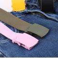 Men Women Automatic Canvas Belt Solid Color Luxury design Nylon Belt Thicken Long Cloth Belts Knitted Waistband 130cm