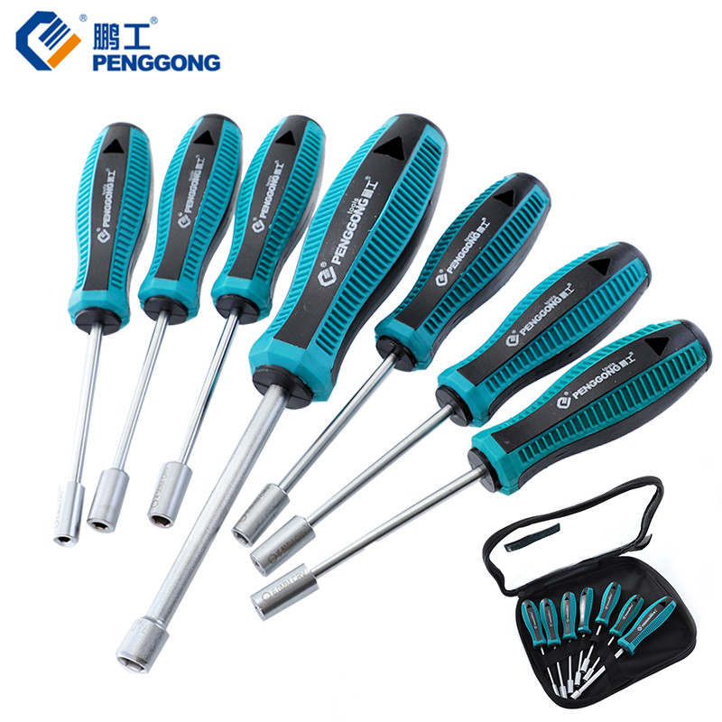 PENGGONG 7pcs Screwdriver Set Socket 3/4/4.5/5/5.5/6/7mm Hex Torque Wrench Multitool With Storage Bag