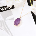 Jewelry Necklace Natural Crystal Oval Cluster Pendant Necklace Irregular Ore Resin Alloy Luxury Necklace Fashion Necklaces 2020