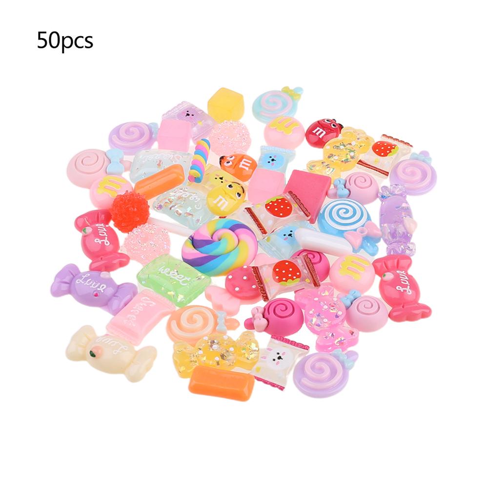 30/50Pcs Mixed Colorful Resin Lollipop Candy Cabochons DIY Crafts Mobile Phone Shell Materials Scrapbooking Hair Accessories