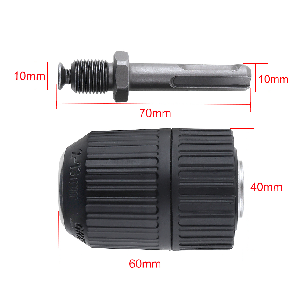 2-13mm Self-locking Keyless Wrench Drill Chuck Impact Hammer Conversion Drill Bit Holder with Round Handle Connecting Rod