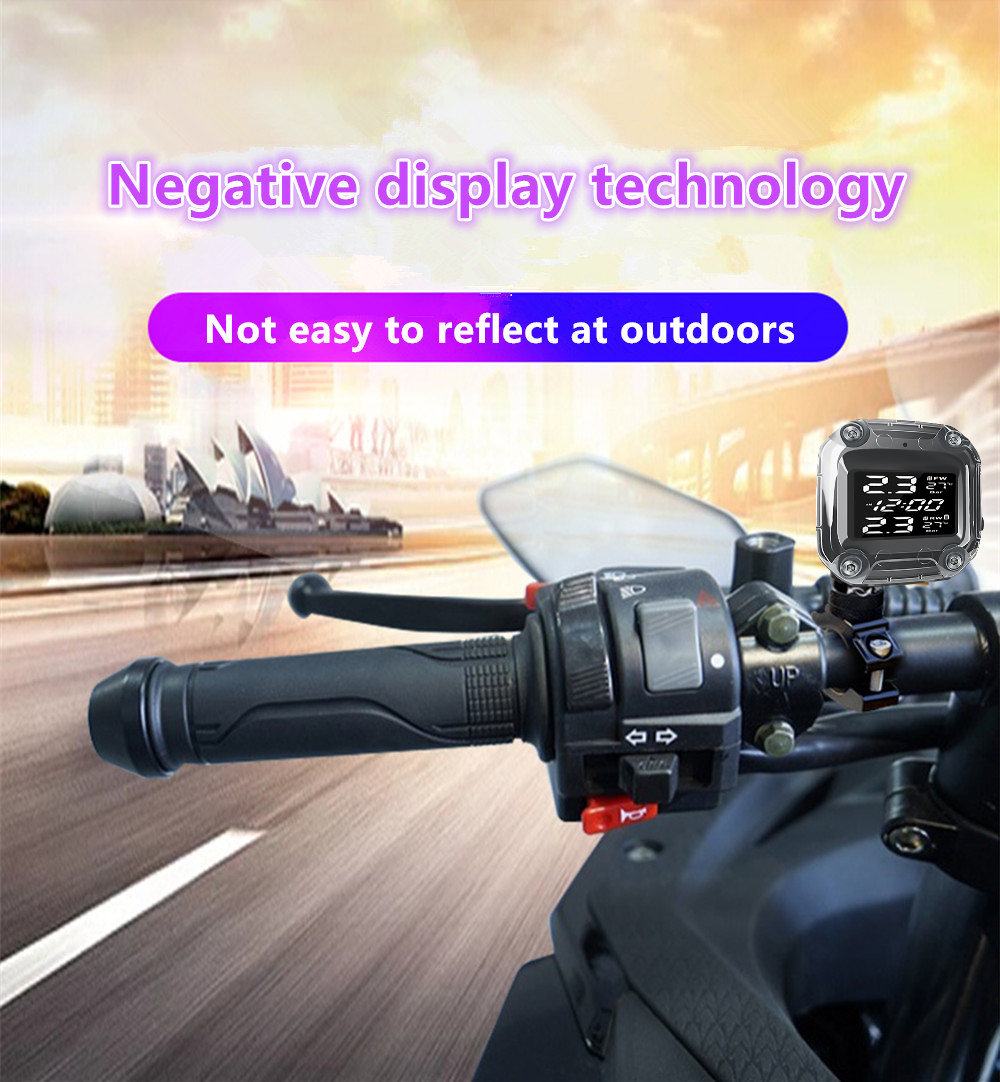 Motorcycle TPMS Tire Pressure Monitor LCD Digital Screen Magnetic Charge Auto Alarm Moto Tyre Pressure External Sensor