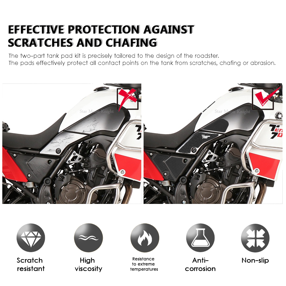 Motorcycle Non-slip Side Fuel Tank Stickers Waterproof Pad Rubber Sticker FOR YAMAHA Tenere 700 T700 XTZ 700 XTZ 690 2019 2020