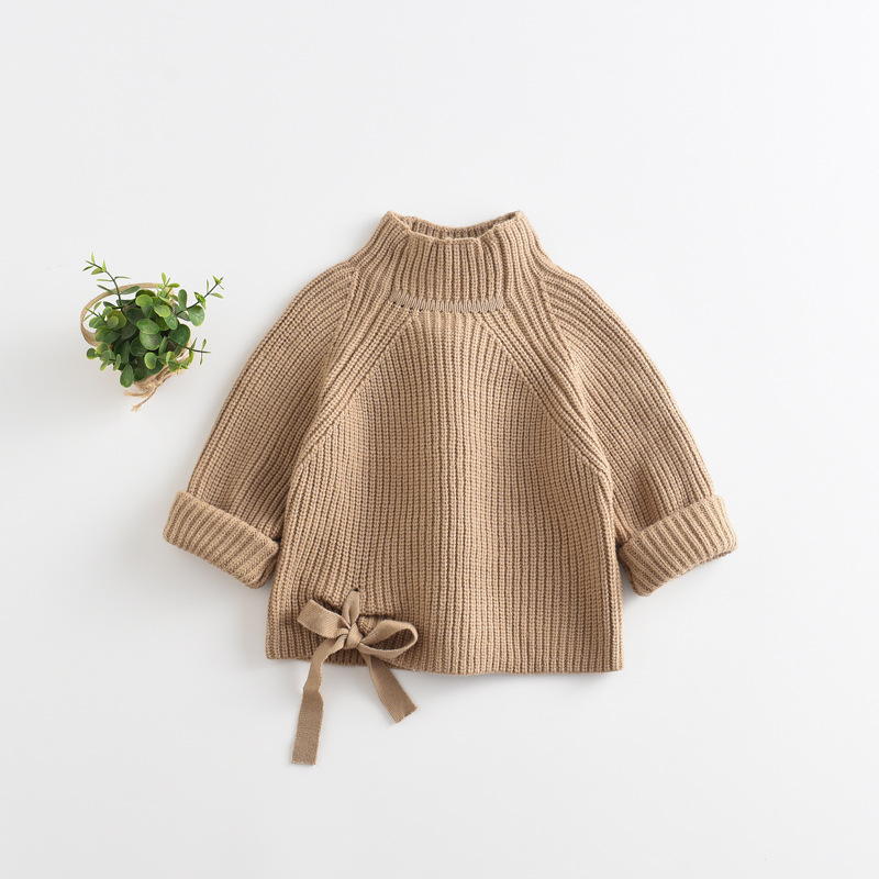 Children Baby Sweaters Solid Color Turtleneck Boys and Girls Sweaters Knit Kids Pullover Casual Baby Girl Clothing 1-5 Y