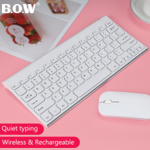 B.O.W Wireless USB Keyboard Mouse Combo for PC / Laptop , Rechargeable Whisper-Quiet Typing 2.4 Ghz Dongle Plug and Play