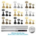480 Sets 3 Sizes Leather Rivets Double Cap Rivet with 3 Pieces Setting Tool Kit for Leather Craft Repairs Decoration