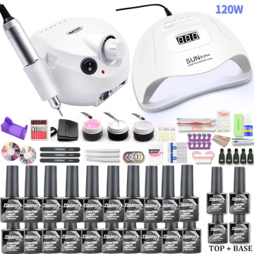 Nail drill machine with 120W UV LED Lamp for Manicure Kit Gel Set Nail Drill Machine Kit Nail File Tool Nail Extension Set