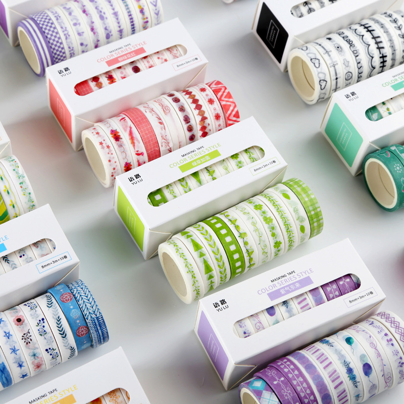 10pcs/lot Basic color series Bullet Journal Washi Tape set Adhesive Tape DIY Scrapbooking Sticker Label Masking Tape