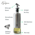 LMETJMA 300ML Olive Oil Dispenser Bottle with Funnel Stainless Steel Oil Pourer Dispensing Bottles Oil Vinegar Sauce Bottle
