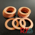 Copper Flat Washer M16 Seal Gasket inner diameter 16mm Sealing Ring Thin Sheet T3 Red copper washer