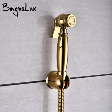Titanium gold Brass Wall-mounted Handheld Bathroom Toilet Bidet Faucet Sprayer