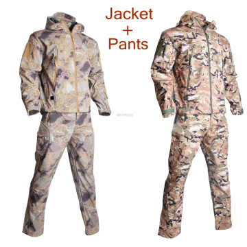Waterproof Military Uniform Tactical Combat Training Jacket Pants Army Camouflage Hunting Shooting Windbreakers Fleece Jacket
